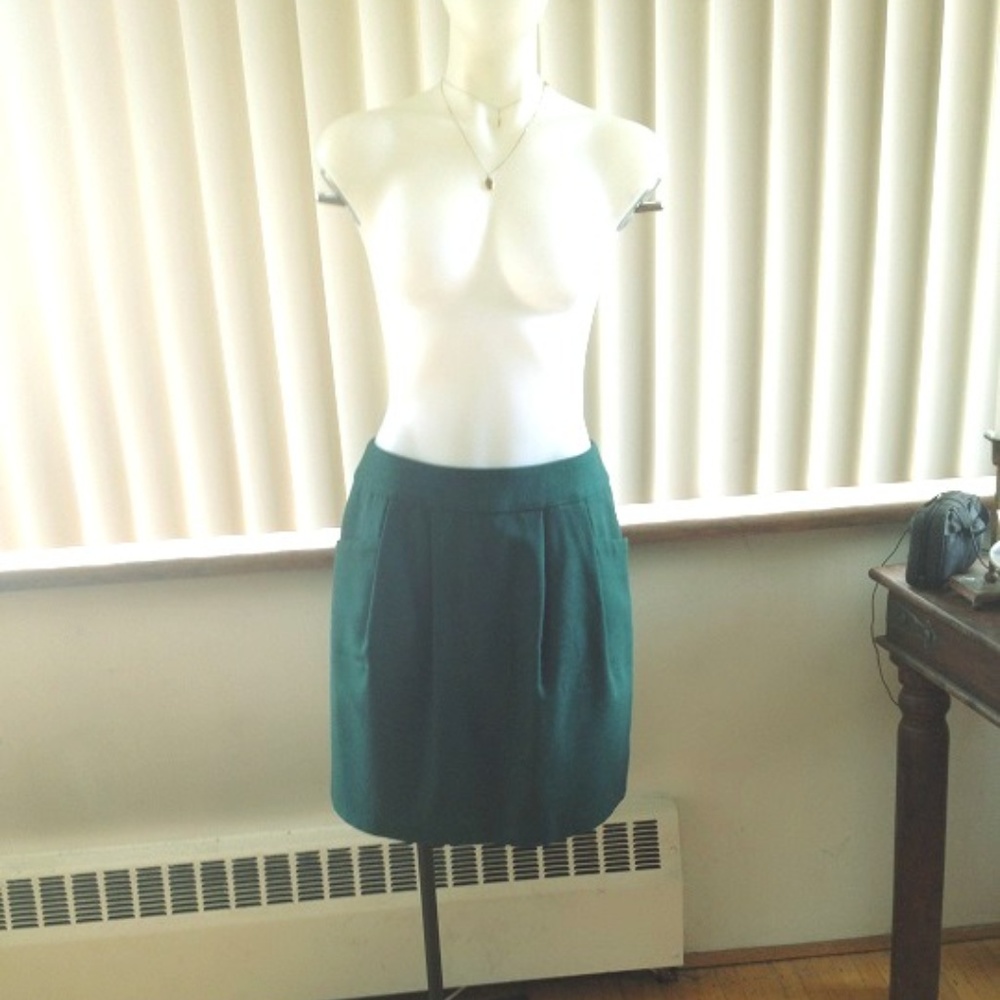 Green wool skirt